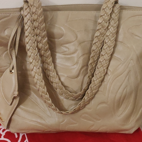 Beige Tote Braccialini (Italy) Genuine Leather  Bag🇮🇹 - Picture 4 of 12